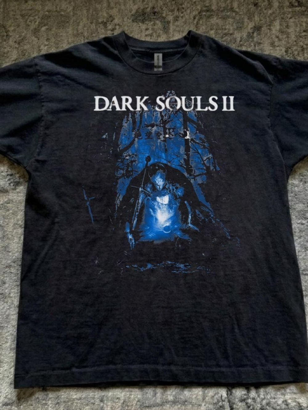 Dark Souls II Graphic Tee - Black with Blue Print